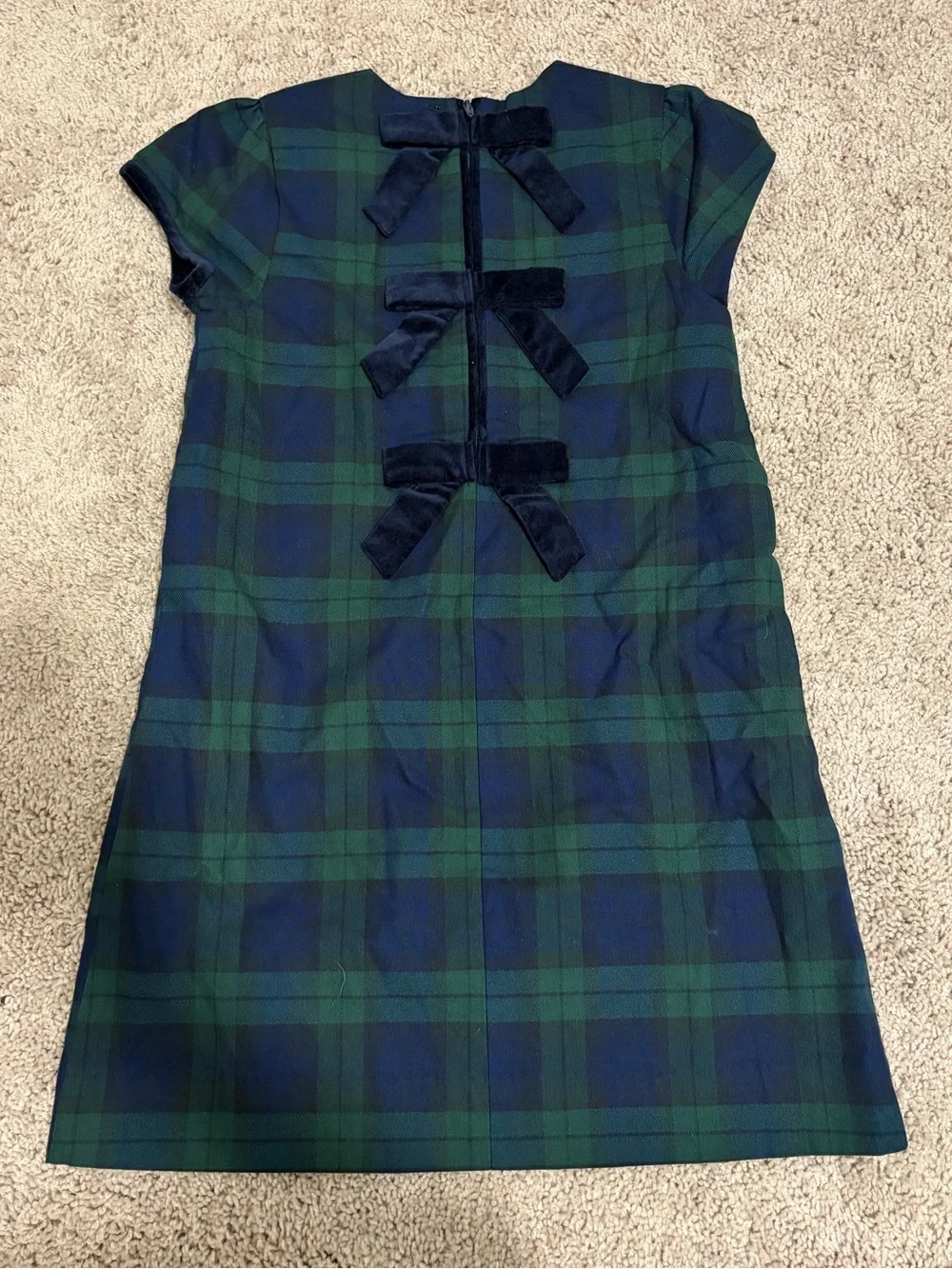 The Beaufort Bonnet Company Girls Milly Black Watch Plaid Dress Velvet Bows TBBC